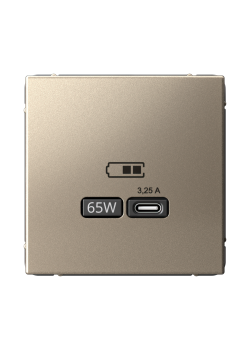 ARTGALLERY USB РОЗЕТКА тип-С 65Вт высокоскор.заряд. QC, PD, механизм, ШАМПАНЬ