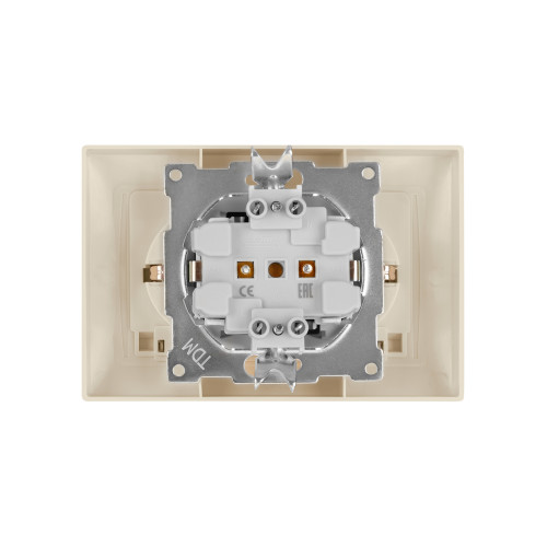 Розетка двойная 2П+З 16А 250В IP44 с защ. шт. с крышкой сл. кость Розетка двойная 2П+З 16А 250В IP44 с защ. шт. с крышкой сл. кость