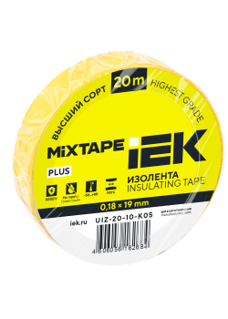 MIXTAPE PLUS Изолента 0,18х19мм желтая 20м IEK