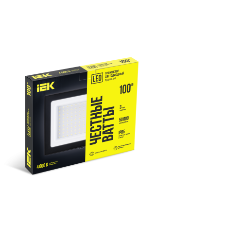 Прожектор светодиодный СДО 06-100 IP65 4000К черный IEK Прожектор светодиодный СДО 06-100 IP65 4000К черный IEK