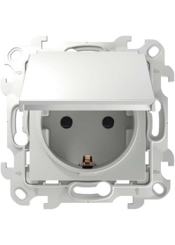 Розетка 1-м СП Simon 24 16А IP44 2P+E Schuko механизм бел. Simon 2450448-030