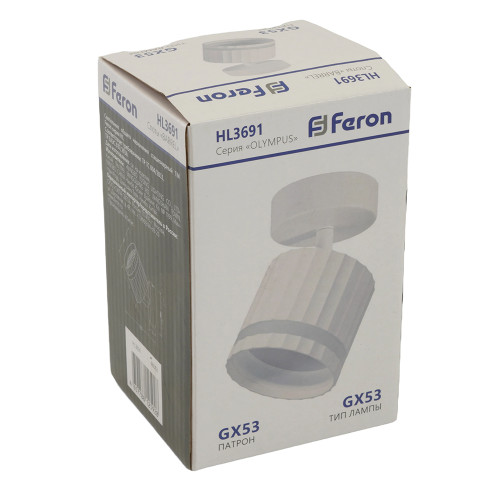Светильник Feron HL3691 OLYMPUS настенно-потолочный под лампу GX53, белый Светильник Feron HL3691 OLYMPUS настенно-потолочный под лампу GX53, белый