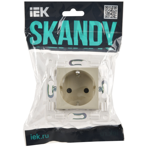 SKANDY Розетка с заземлением с защитными шторками 16А безвинтовое крепление SK-R06B бежевый IEK SKANDY Розетка с заземлением с защитными шторками 16А безвинтовое крепление SK-R06B бежевый IEK