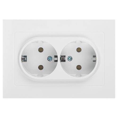 Розетка Intro Accent 6-205-01 2X2P+E Schuko 16А-250В IP20 СУ AL/CU бел. Intro Б0063485