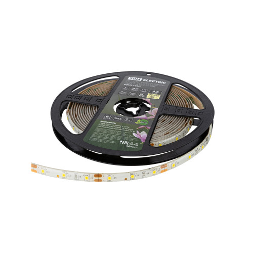 Лента светодиодная SMD2835-60 LED/м-IP65-12 В-4,8 Вт/м-3000 К (5 м) блистер TDM Лента светодиодная SMD2835-60 LED/м-IP65-12 В-4,8 Вт/м-3000 К (5 м) блистер TDM