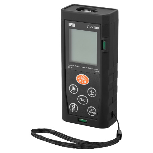 Лазерная рулетка ЛР-100, дальность 100 м, точность 2 мм, подсветка, IP54, 2хAAA, “Алмаз” TDM