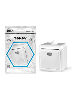 Выключатель 1-кл. ОП Dita IP54 10А 250В с индикацией бел. TOKOV ELECTRIC TKL-DT-V1I-C01-IP54