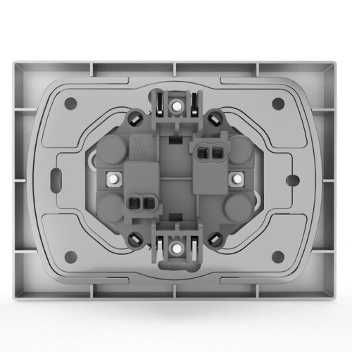 Розетка 2-м СП Pixel 16А IP20 без заземл. в сборе алюм. TOKOV ELECTRIC TKE-PX-R2F-C03 Розетка 2-м СП Pixel 16А IP20 без заземл. в сборе алюм. TOKOV ELECTRIC TKE-PX-R2F-C03