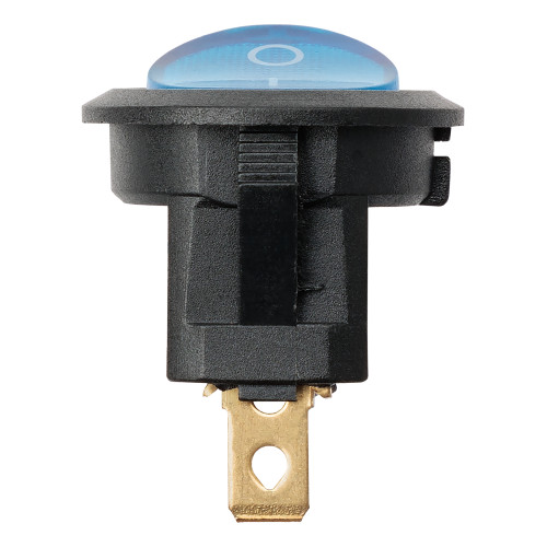 Выключатель клавишный круглый KCD11-101N 250В AC/DC 1P 3А (3с) ON-OFF черный корпус, синяя клавиша с LED подсветкой Micro TDM Выключатель клавишный круглый KCD11-101N 250В AC/DC 1P 3А (3с) ON-OFF черный корпус, синяя клавиша с LED подсветкой Micro TDM