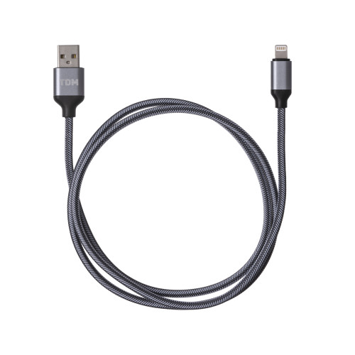 Дата-кабель, ДК 12, USB - Lightning, 1 м, тканевая оплетка, серый, TDM Дата-кабель, ДК 12, USB - Lightning, 1 м, тканевая оплетка, серый, TDM