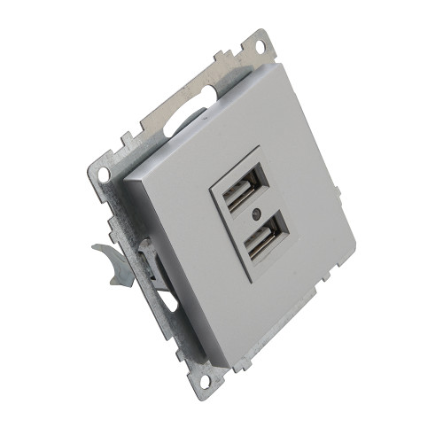 Розетка USB 2-местная (механизм), STEKKER GLS10-7115-03, 250B, 2,1А, серия Катрин, серебро Розетка USB 2-местная (механизм), STEKKER GLS10-7115-03, 250B, 2,1А, серия Катрин, серебро