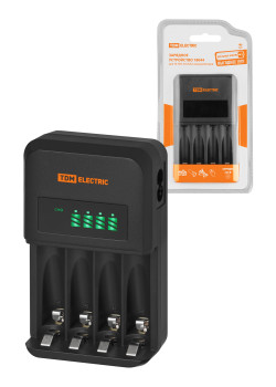 Зарядное устройство 18044 (1800 mA 4 слота АА/ААА 4 кан.), LCD-экран, 220 В, TDM