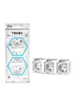 Розетка 3-м ОП Dita 16А IP54 250В с заземл. с прозр. крышкой бел.TOKOV ELECTRIC TKL-DT-R3Z-C01T-IP54