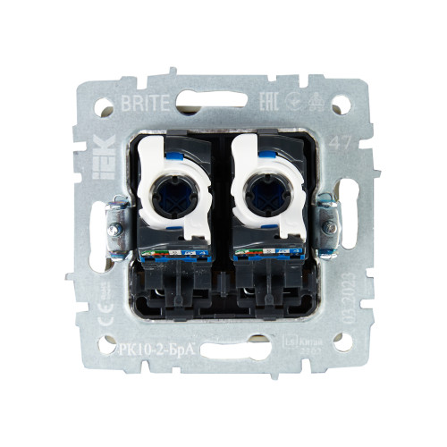 BRITE Розетка компьютерная двойная RJ45 кат.5E РК10-2-БрА алюминий IEK BRITE Розетка компьютерная двойная RJ45 кат.5E РК10-2-БрА алюминий IEK