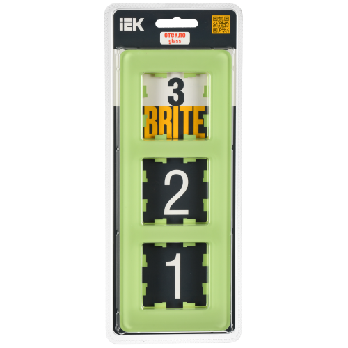 BRITE Рамка 3-местная РУ-3-2-Бр стекло эко грин RE IEK BRITE Рамка 3-местная РУ-3-2-Бр стекло эко грин RE IEK