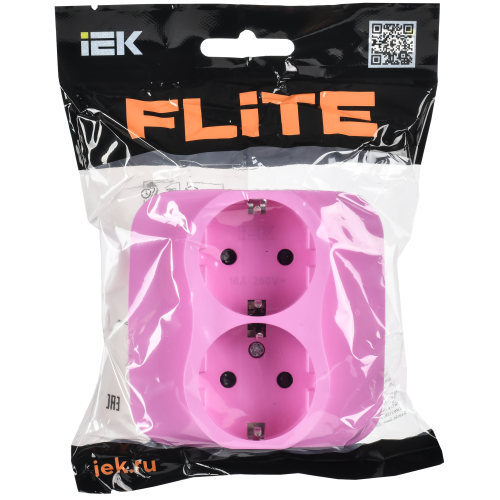 FLITE Розетка 2-местная с заземлением с защитными шторками безвинтовое крепление 16А РСш12-1-А-ФлПр пурпурный IEK FLITE Розетка 2-местная с заземлением с защитными шторками безвинтовое крепление 16А РСш12-1-А-ФлПр пурпурный IEK