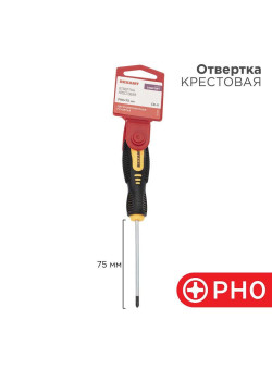 Отвертка крестовая PH 0х75мм двухкомпонентная рукоятка Rexant 12-4726