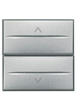 Выключатель для жалюзи кнопочный 2-кл. 2мод. Axolute Axial 10А 250В 1Р(NO)+ 1Р(NO) алюм. Leg BTC HC4037/2