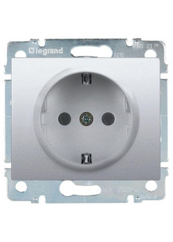Розетка 1-м СП Galea Life 16А IP20 2P+E с заземл. защ. шторки немецк. стандарт с лицев. панелью механизм алюм. Leg 771363