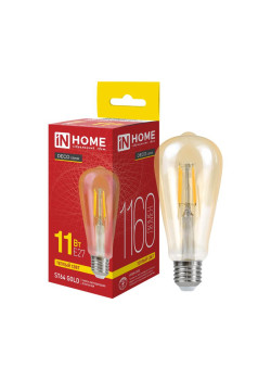 Лампа светодиодная LED-ST64-deco gold 11Вт цилиндр золотая 3000К тепл. бел. E27 1160лм 230В IN HOME 4690612035673
