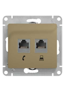 GLOSSA РОЗЕТКА двойная RJ11+RJ45 кат.5e, механизм, ТИТАН