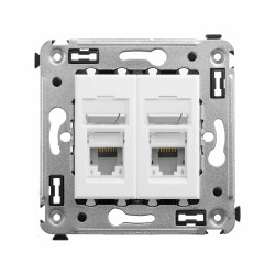 Компьютерная розетка RJ-45 в стену, кат.5e двойная, Avanti, белое облако