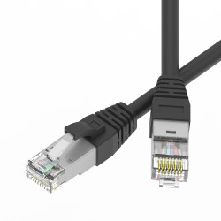Патч-корд экранированный SLIM CAT6A S/FTP 4х2, 28 AWG, LSZH, чёрный, 0,3м