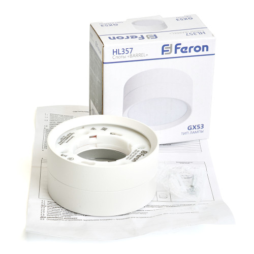 Светильник потолочный Feron HL357 12W, 230V, GX53, белый Светильник потолочный Feron HL357 12W, 230V, GX53, белый