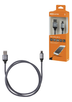 Дата-кабель, ДК 10, USB - micro USB, 1 м, тканевая оплетка, серый, TDM