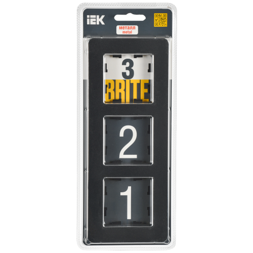 BRITE Рамка 3-местная РУ-3-1-Бр металл черный RE IEK