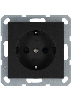 Розетка 1-м Shuko 16А IP20 с заземл. защ. шторки механизм антрацит Jasmart G5501B