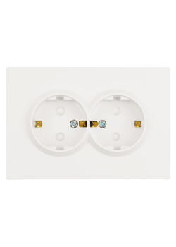 Розетка 2-местная с з/ш, с/з, СЗК, STEKKER, 250В, 16А, серия Эмили, RST16-5114-01ZK, белый фарфор, soft touch