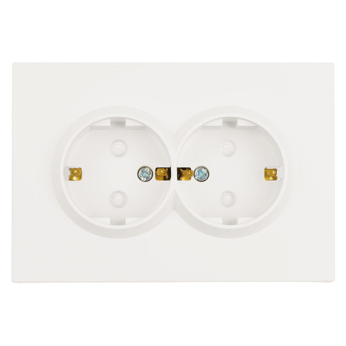 Розетка 2-местная с з/ш, с/з, СЗК, STEKKER, 250В, 16А, серия Эмили, RST16-5114-01ZK, белый фарфор, soft touch