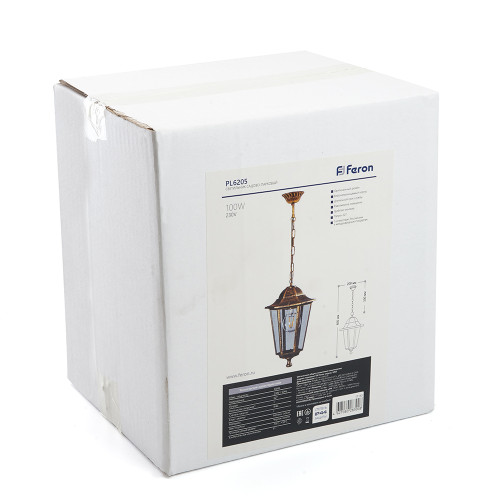 Светильник садово-парковый Feron 6205/PL6205  шестигранный на цепочке 100W E27 230V, черное золото