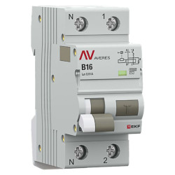 АВДТ DVA-6 1P+N 16А х-ка B 10мА тип AС эл-мех. 6кА AVERES EKF