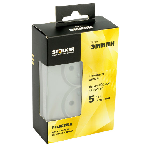 Розетка 2-местная с защитной шторкой, STEKKER, б/з, 250В, 16А, серия Эмили, RST16-5116-10 , платиново-серый, soft touch Розетка 2-местная с защитной шторкой, STEKKER, б/з, 250В, 16А, серия Эмили, RST16-5116-10 , платиново-серый, soft touch