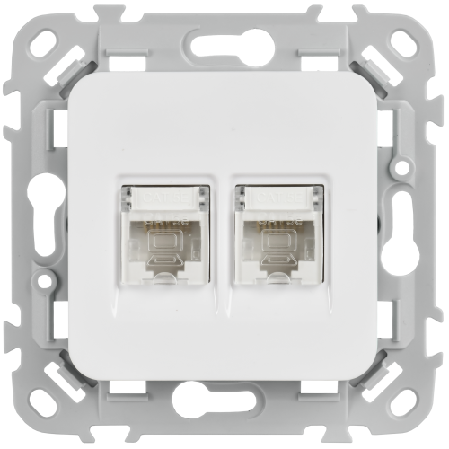 FLITE Розетка 2-местная компьютерная RJ45 категория 5Е UTP РК5е-2-0-ФлБ белый IEK