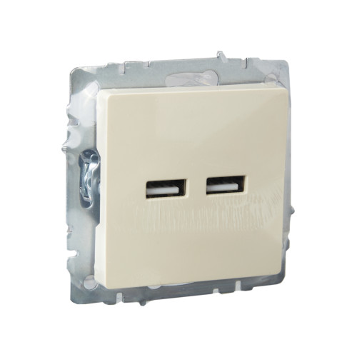 BRITE Розетка USB A+A 5В 3,1А РЮ10-1-БрКр бежевый IEK BRITE Розетка USB A+A 5В 3,1А РЮ10-1-БрКр бежевый IEK