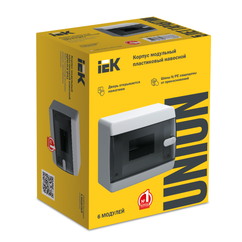 UNION Compact Корпус пластиковый ЩРН-П-6 IP41 черная прозрачная дверь IEK