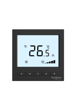 Термостат комнатный цифровой, О/Н/В/А для 4тр 3ск FCU и 2-поз.клап, 1UI 5DO Modbus ⏦230В BS чер
