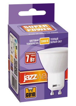 Лампа светодиодная PLED-SP 7Вт PAR16 3000К тепл. бел. GU10 520лм 230В JazzWay 1033550