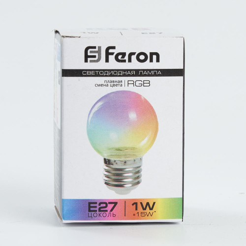 Лампа светодиодная Feron LB-37 Шарик прозрачный E27 1W 230V RGB плавная смена цвета Лампа светодиодная Feron LB-37 Шарик прозрачный E27 1W 230V RGB плавная смена цвета