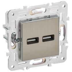 SKANDY Розетка USB A+A 3,1А SK-R15N металл никель IEK