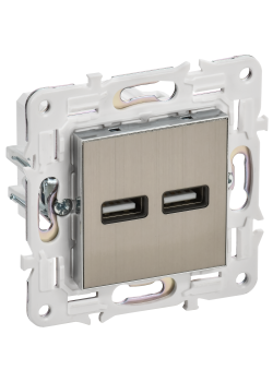 SKANDY Розетка USB A+A 3,1А SK-R15N металл никель IEK