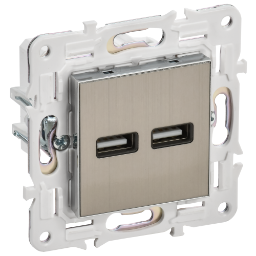 SKANDY Розетка USB A+A 3,1А SK-R15N металл никель IEK