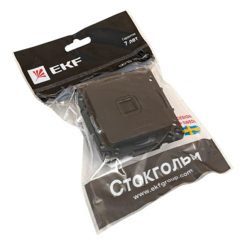 Стокгольм Механизм Розетки Phone 1-местной черный EKF