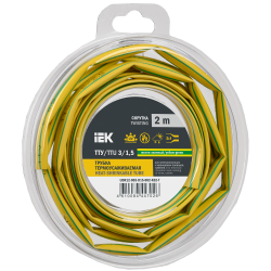 Трубка термоусадочная ТТУ нг-LS 3/1,5 желто-зеленая (2м/упак) IEK