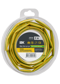 Трубка термоусадочная ТТУ нг-LS 3/1,5 желто-зеленая (2м/упак) IEK