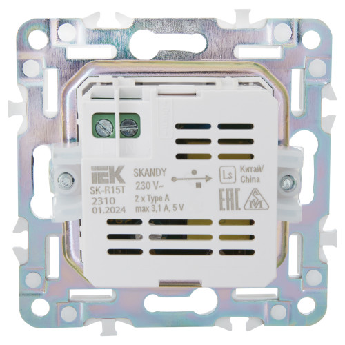 SKANDY Розетка USB A+A 3,1А SK-R15T титан IEK