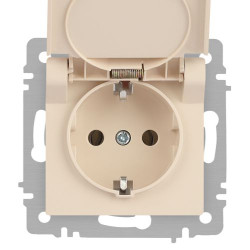 Розетка Accent 6-203-02 2P+E Schuko с крышкой 16А-250В IP20 СУ сл.кость Intro Б0063716